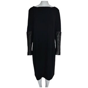 Annette Goertz Wool Blend Dress W/Lamb Leather Sleeves Black Career size 38